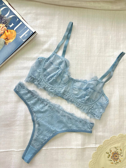 La Perle Blue Dantel Bralet Takım