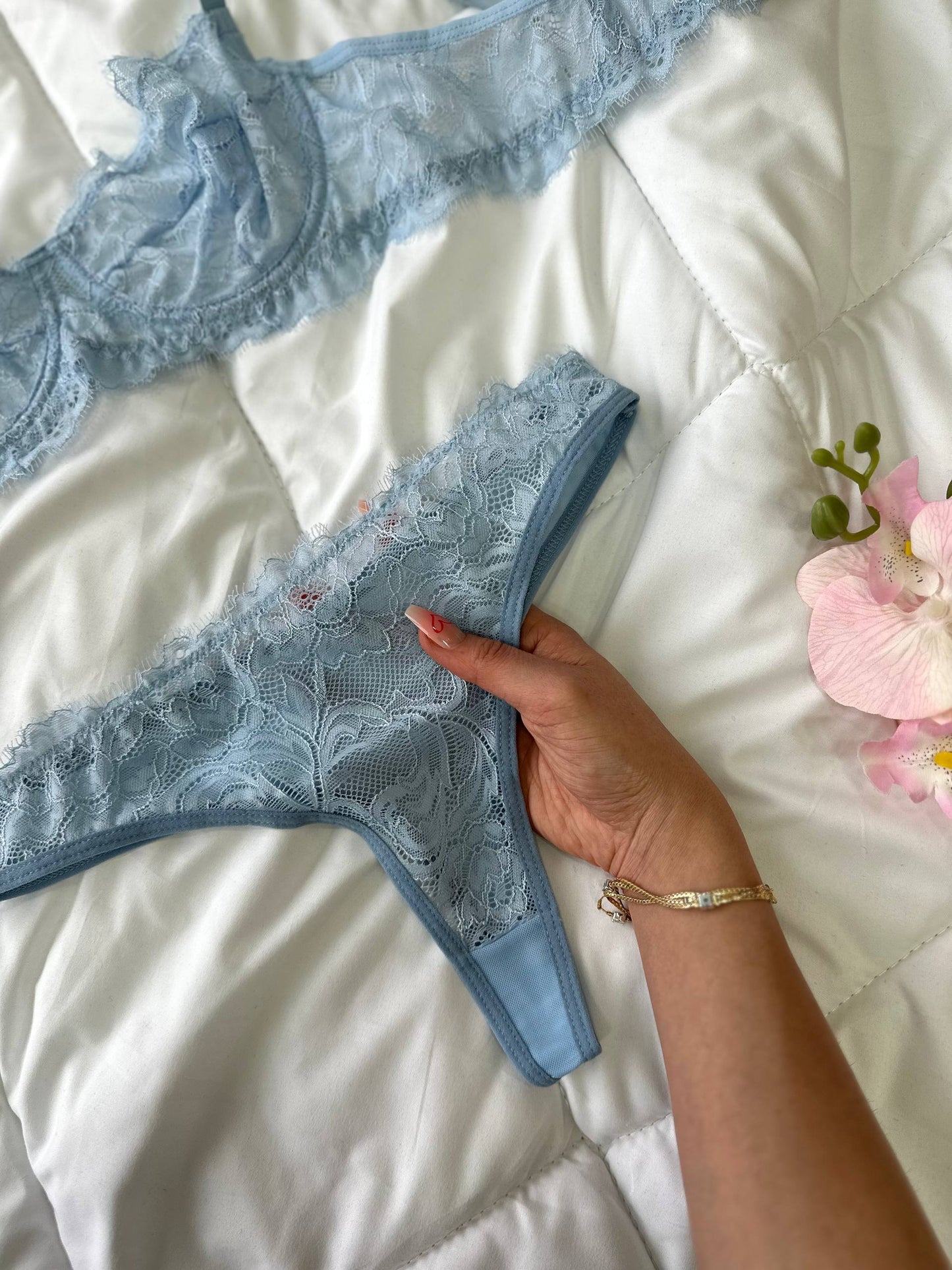 La Perle Blue Dantel Bralet Takım
