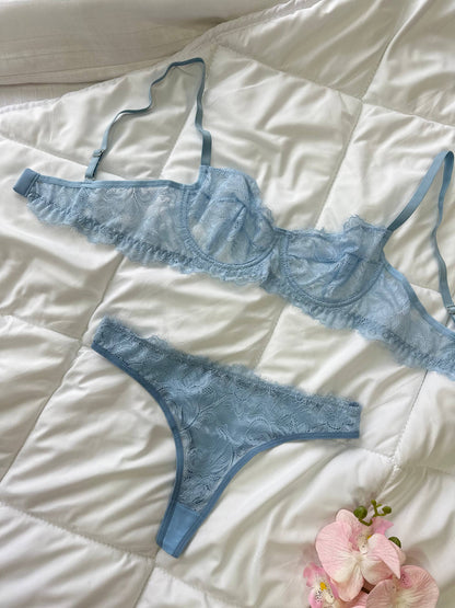 La Perle Blue Dantel Bralet Takım